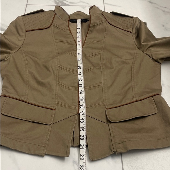 Olive Tan Military Style Shoulder Pad Zip Up Jacket Pockets Size 12 - Picture 13 of 15